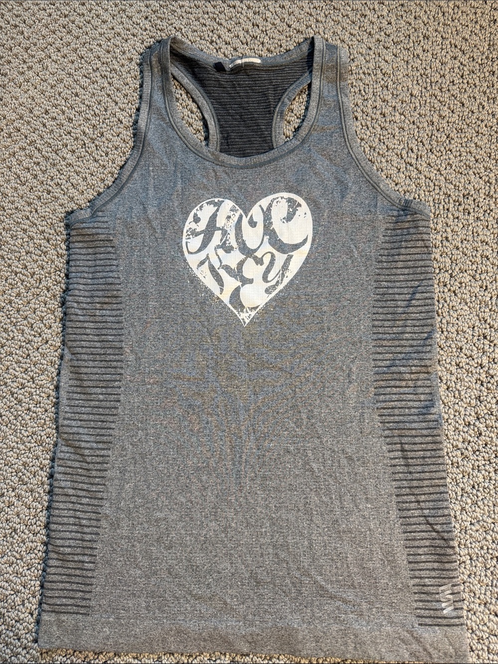 Second Skin Gray Racerback Heart “Hockey” Graphic Tank Top- Small
